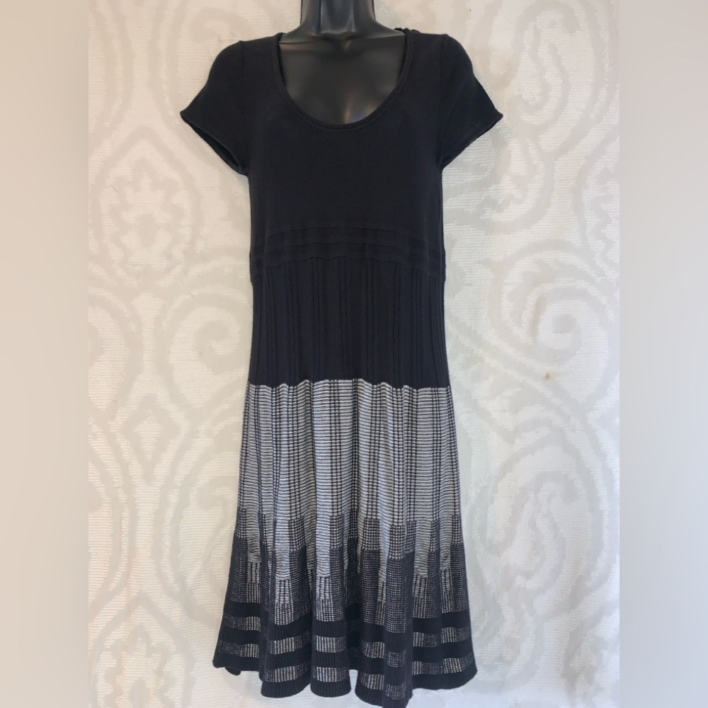 Max Studio Black and White Knit Midi Dress